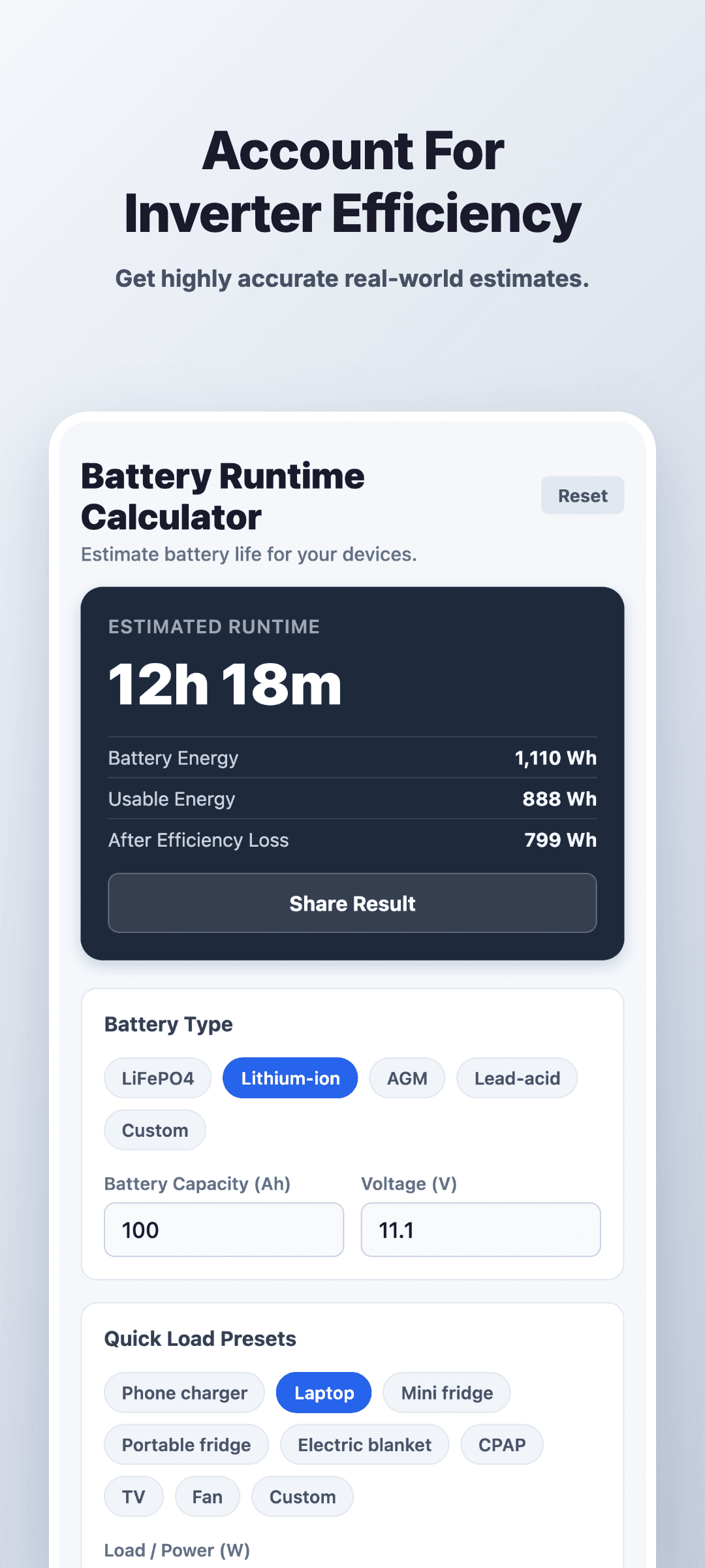 Battery Runtime Calculator Screenshot 3
