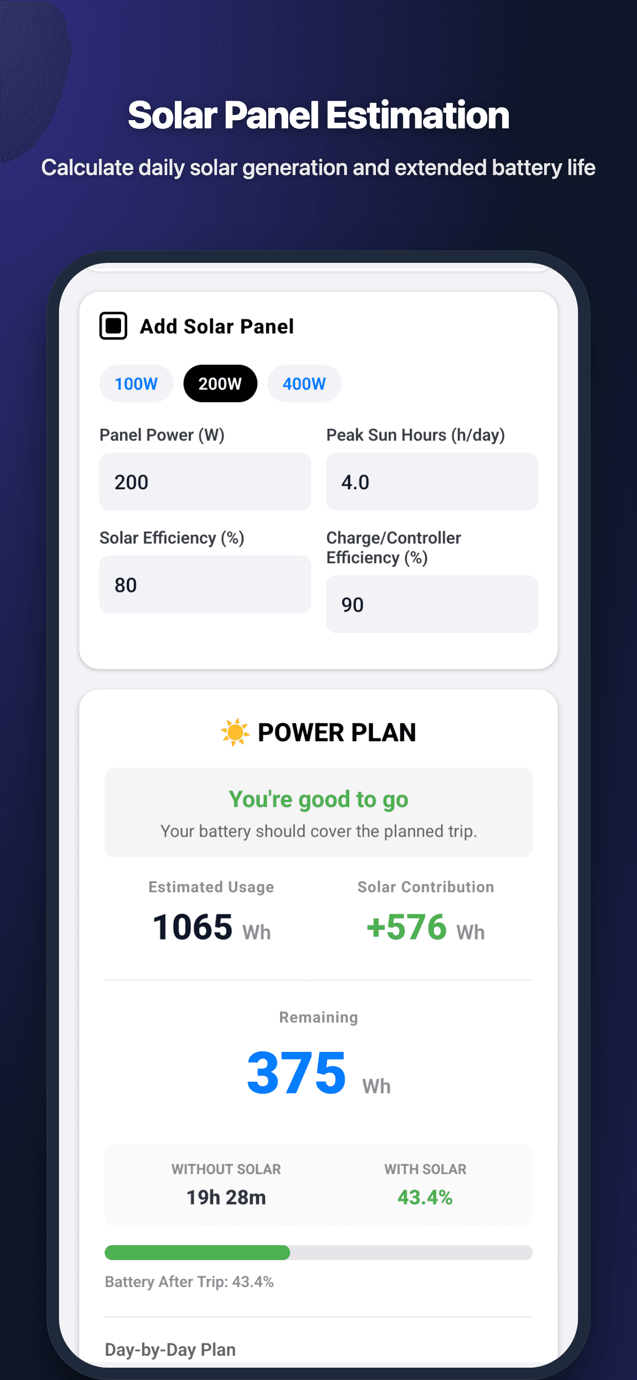 Camping Power Planner Screenshot 2