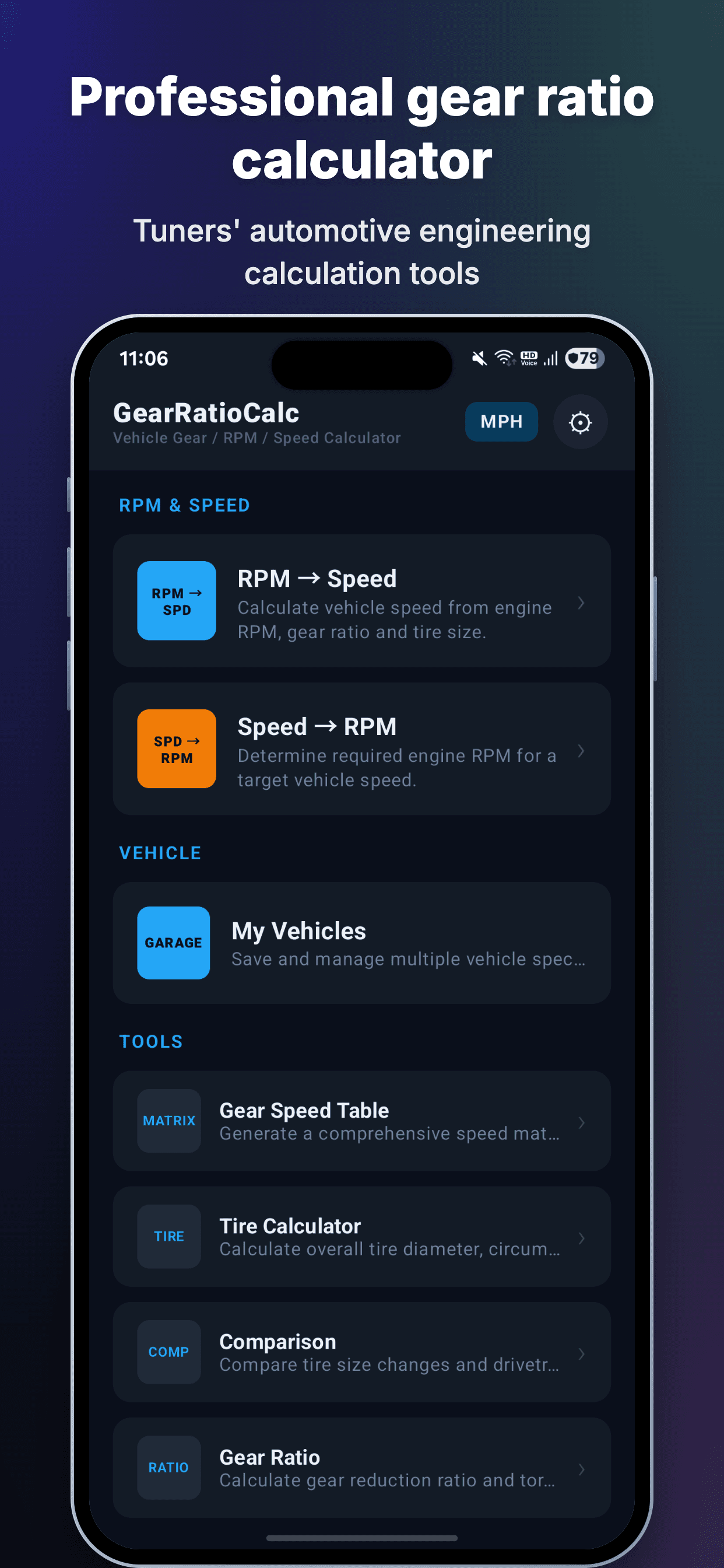 Gear Ratio & Speed Calculator Screenshot 1