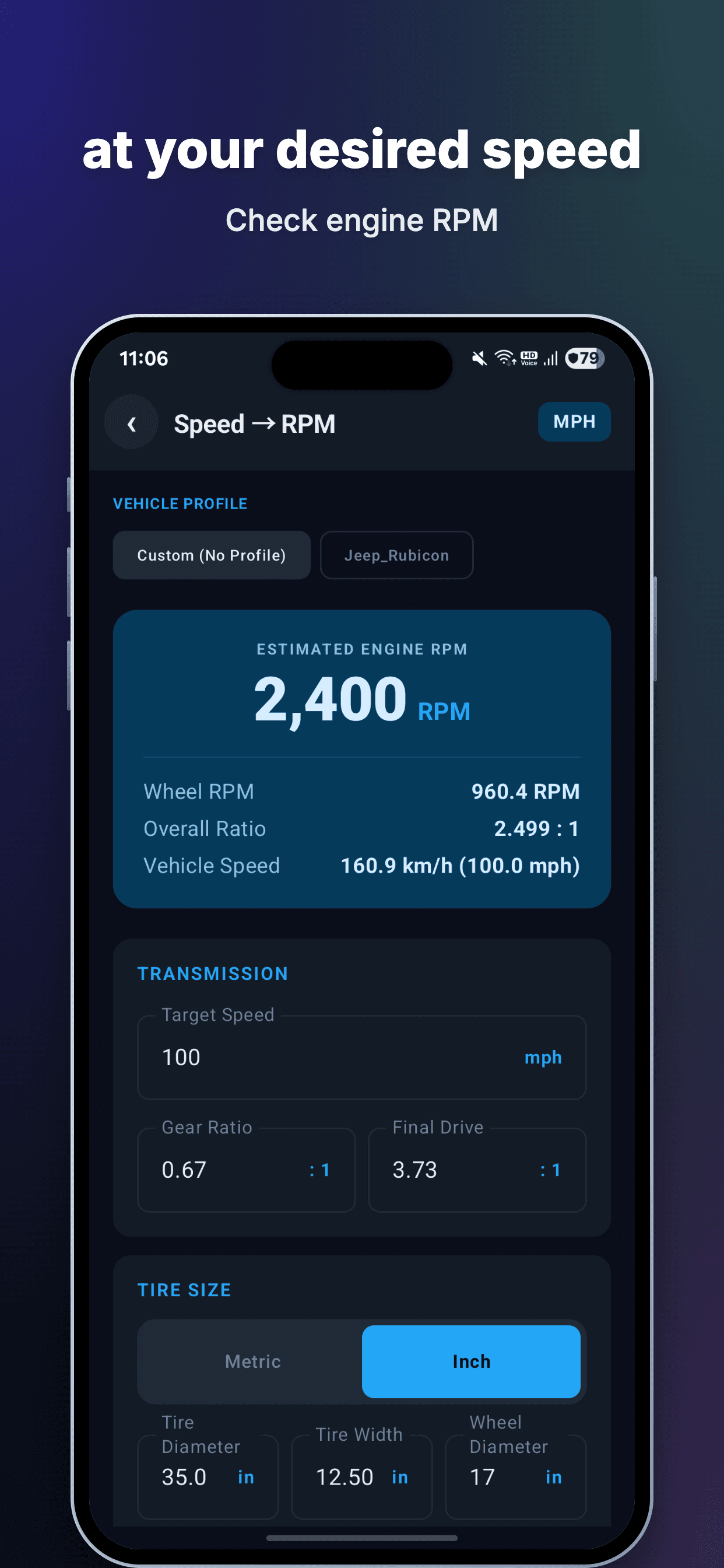 Gear Ratio & Speed Calculator Screenshot 3
